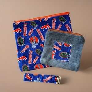 Florida Gators Themed Pouch Set with Keychain Wristlet